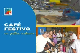 Café Festivo com pintura mediúnica